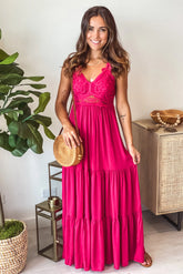 Berry Crochet Top Maxi Dress