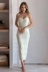 Ivory Knit Tube Midi Dress