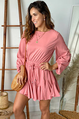 Terra Cotta Romper With 3 4 Sleeves