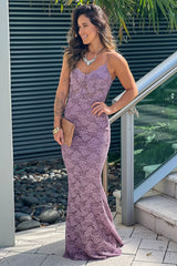 Lavender Glitter Lace Maxi Dress