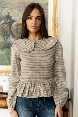 Kristy Smocked Blouse in Beige FINAL SALE
