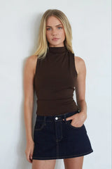 Lorde High Neck Tie Back Top