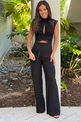 Black Keyhole Wide Legs Jumpsuit