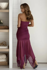 Magenta Glitter Strapless Dress