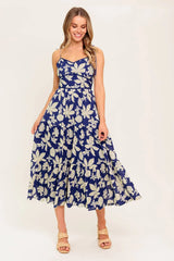 PETALS IN THE WIND MIDI DRESS NAVY FINAL SALE