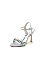 Open Toe Stiletto Heels With Rhinestone