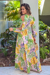 Pink Tropical Print High Low Romper