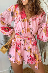 Pink Floral Long Sleeve Romper