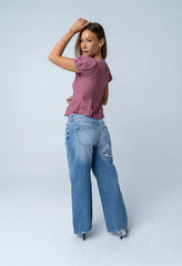 Brianna Embroidered Blouse in Brick