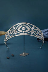 Silver Crystal Laurel Leaf Tiara