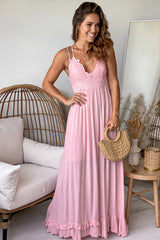 Rose Crochet Top Maxi Dress