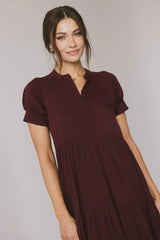 Amanda Tiered Dress in Burgundy FINAL SALE