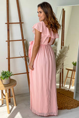 Mauve Ruffled Maternity Maxi Dress