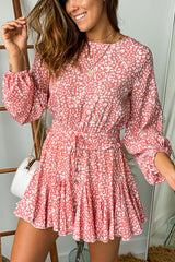 Coral Leopard Ruffle Romper