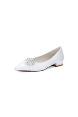 Champagne High Heels with Crystal Flower Embellishment