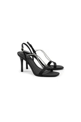 Square Toe Stiletto Black High Heels with Beading