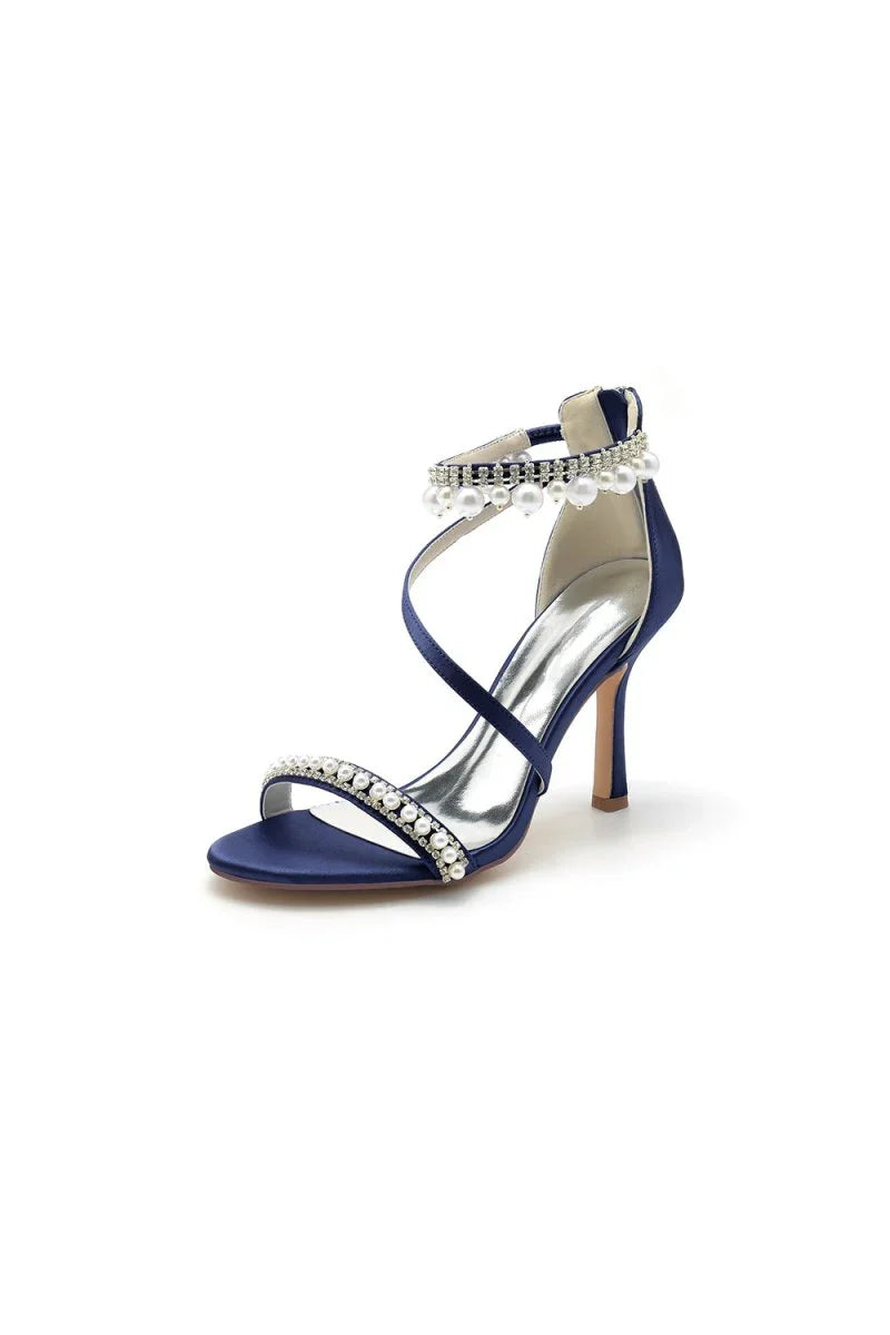 Elegant Single Strap Pearl Beaded Wedding Shoes
