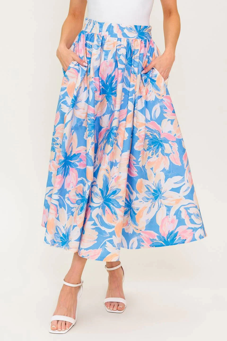 SUMMER HARMONY TIE TOP SKIRT SET POWDER BLUE FINAL SALE