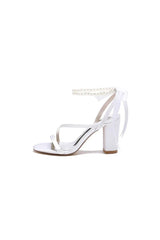 Pearl Open Toe Ankle Strap High Heels