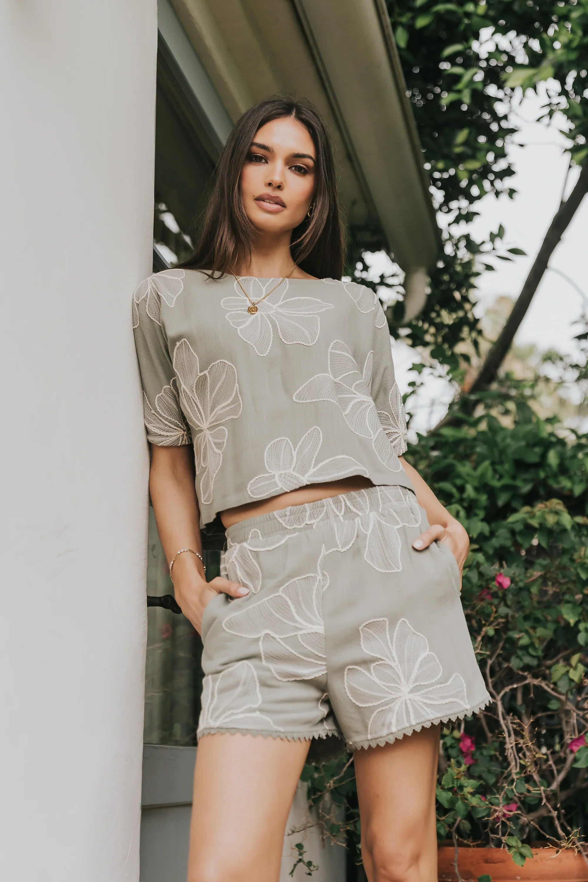 Kortney Floral Embroidered Shorts
