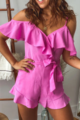 Berry Romper with Ruffle Details