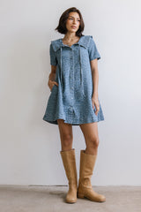 Camryn Collared Baby Doll Dress in Medium Wash