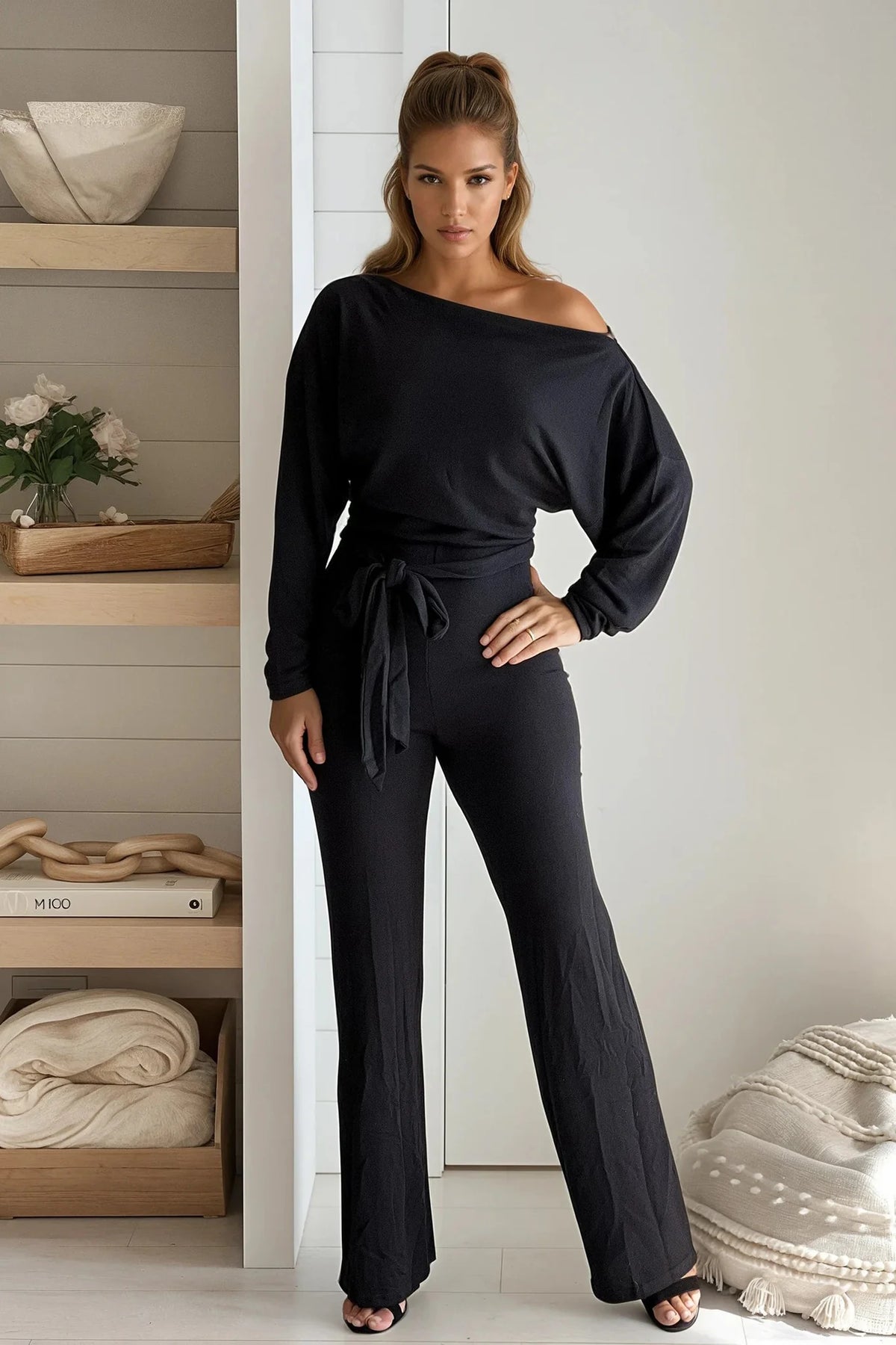 Black Off Shoulder Jumpsuit