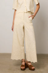 Perrie Floral Wide Leg Pants in Cream FINAL SALE