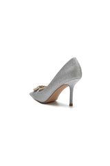 Stunning Pointed Toe Glitter High Heels With Rhinestone