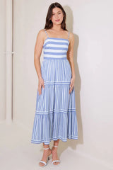 ANYTHING IS POSSIBLE MIDI DRESS BLUE WHITE