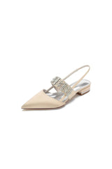 Pointed Toe Rhinestone Beaded Kitten Heels