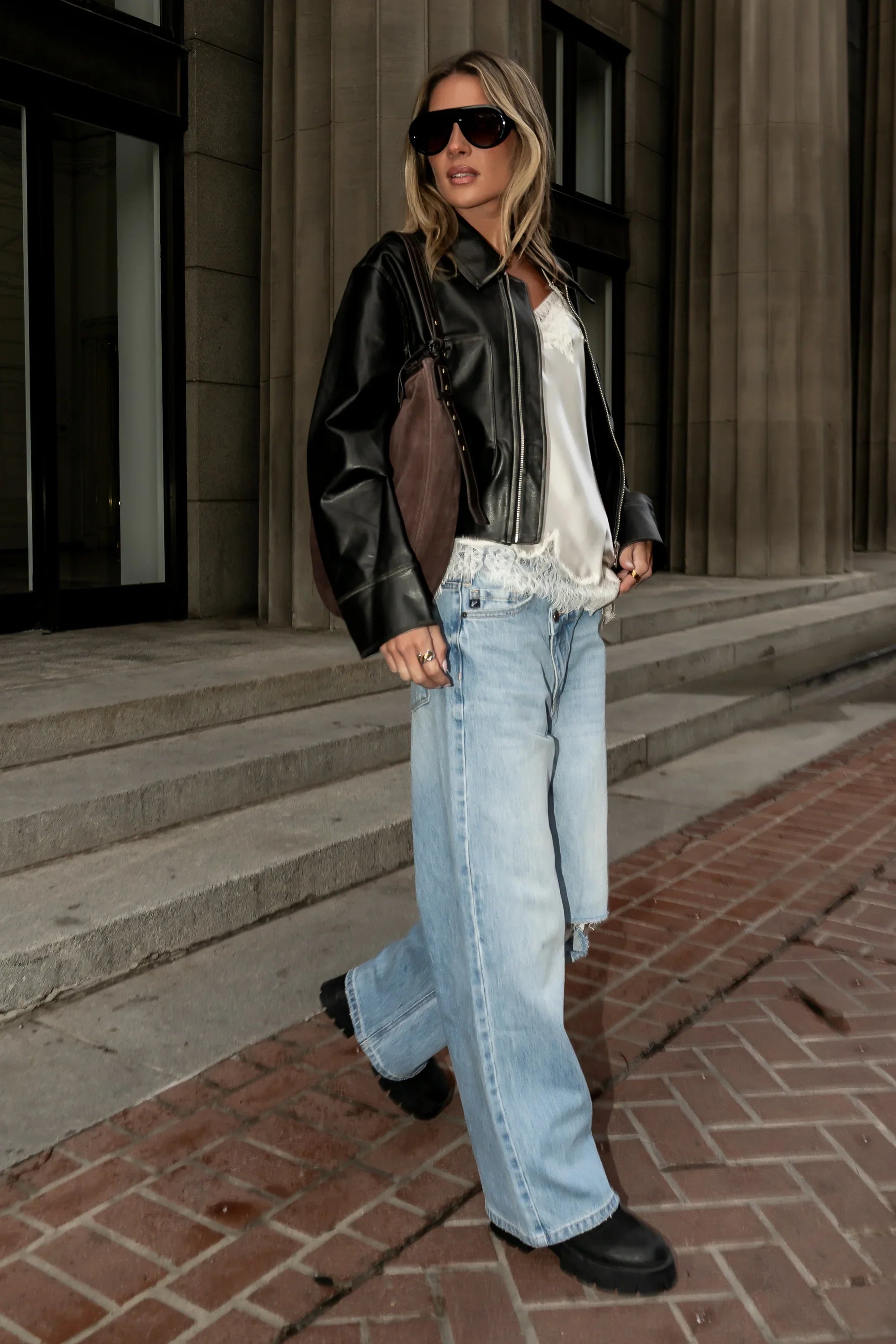 Lyla Crossover Wide Leg Jeans
