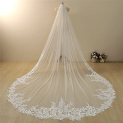 Vintage Lace Trim Transparent Wedding Veil Bridal Veil