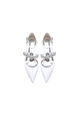 Pointed Toe Rhinestone Ankle Straps High Heels