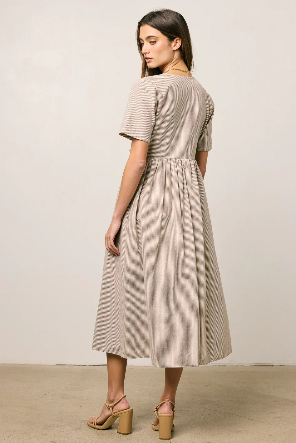 Narla Striped Midi Dress in Brown FINAL SALE