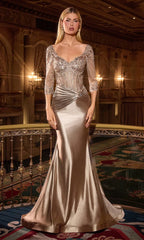 Stella Evening Gown Embroidered Long Sleeve Formal Dress