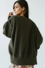 Moxie Oversized Sherpa Sweater in Olive FINAL SALE
