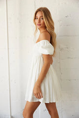 Jasmine Linen Puff Sleeve Babydoll Dress