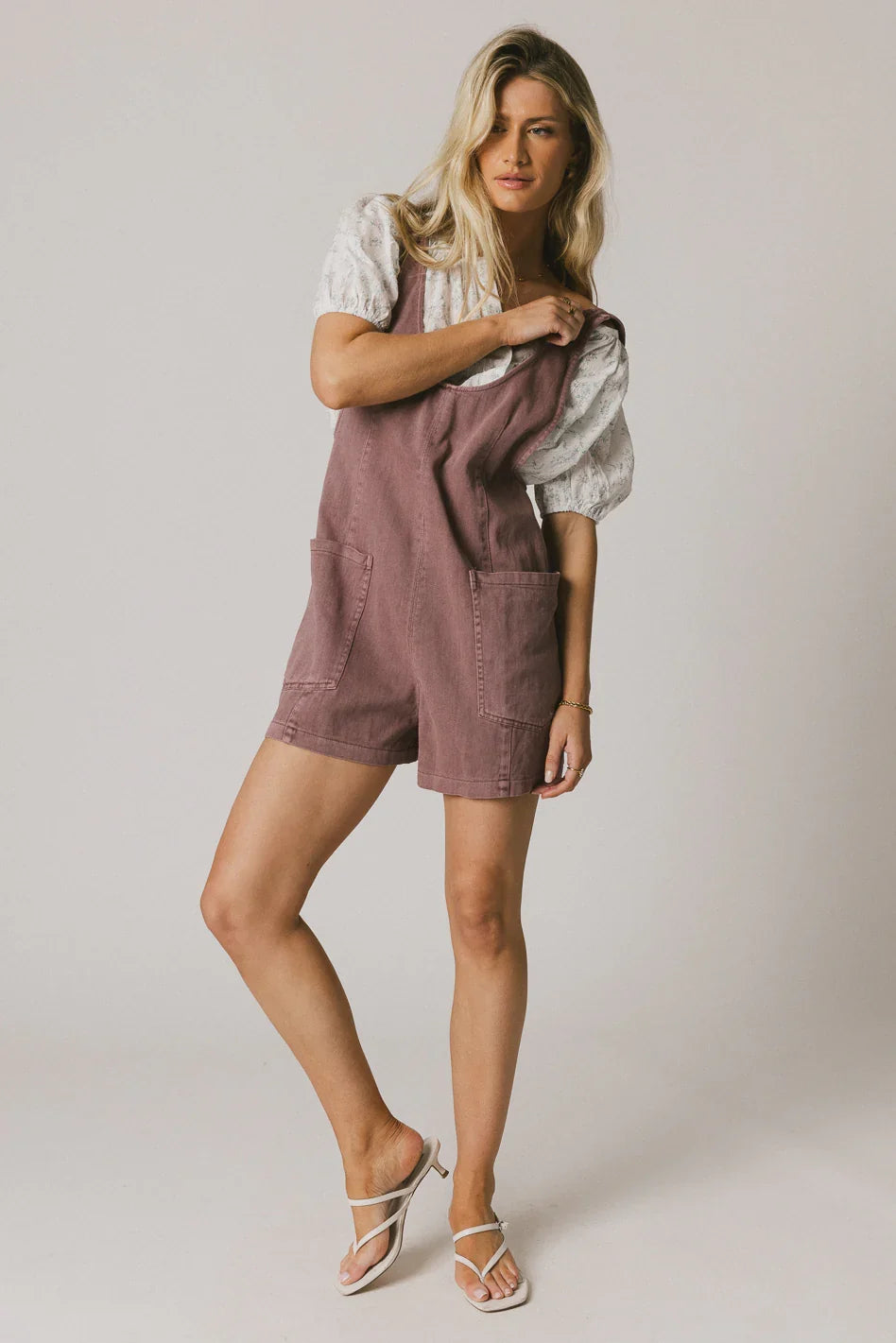 Scottie Denim Overalls in Mauve FINAL SALE