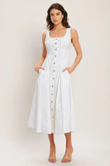 SEASIDE BRUNCH WHITE MIDI DRESS