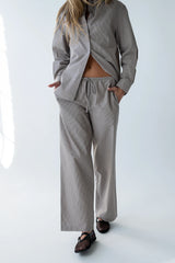 Hailey Striped Baggy Pants in Beige