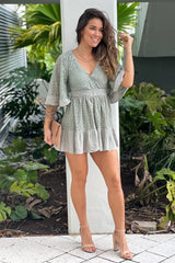 Seagrass Lace Button Down Detail Romper