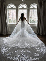 Non traditional Wedding Veil Floral Lace Cathedral Veil Bridal Veil