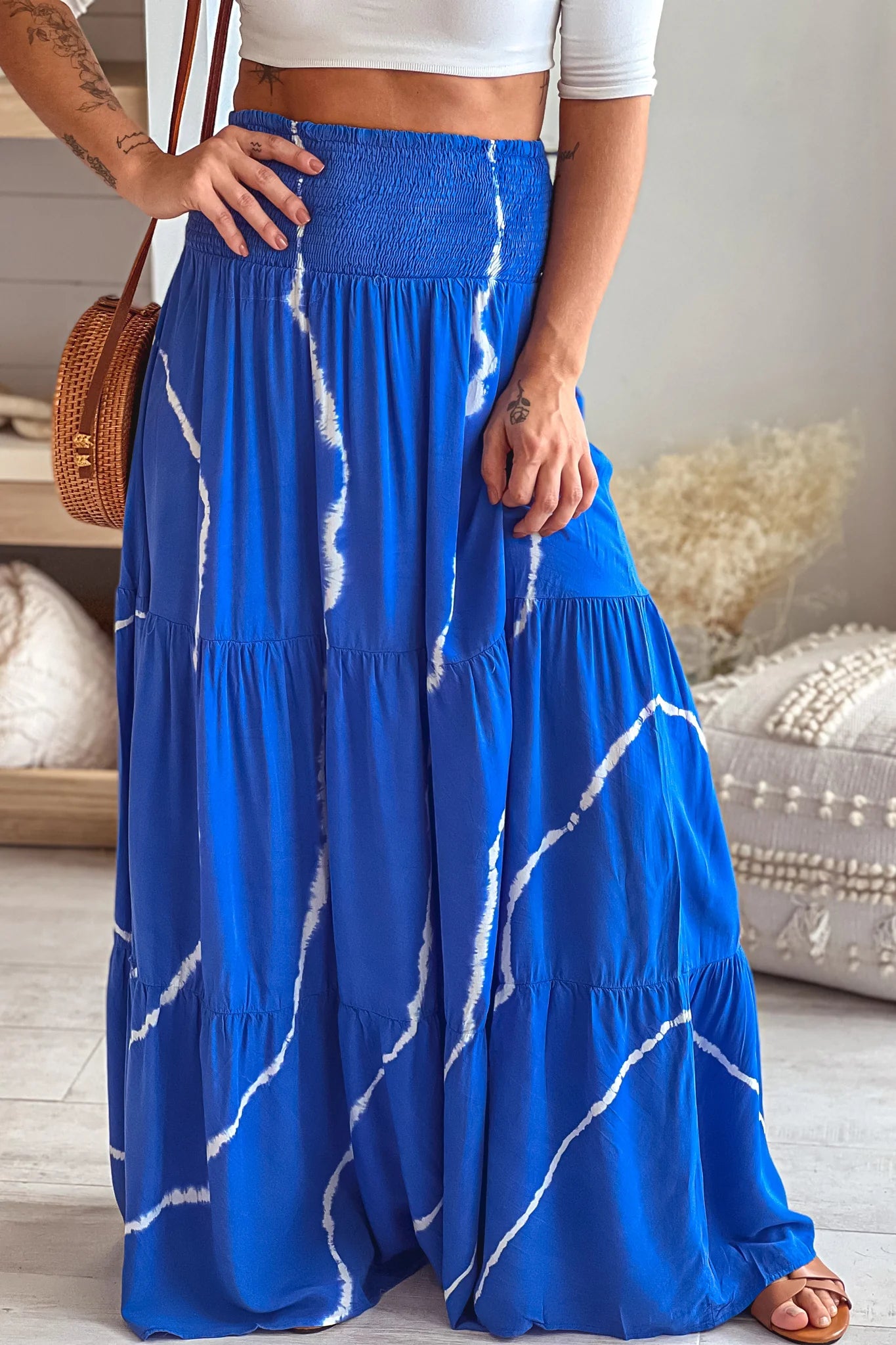 Royal Blue Tie Dye Maxi Skirt