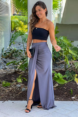 Charcoal Maxi Skirt With Slit