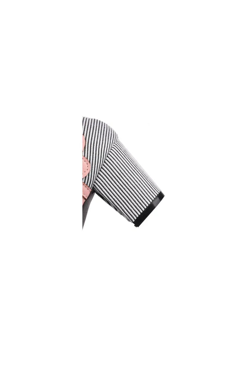 Stripe Polka Dots Buckled High Heel Shoes