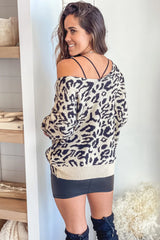 Black Animal Print Twisted Back Sweater
