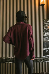 Finley Button Up in Wine FINAL SALE