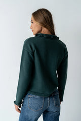 Trixie Ruffled Cardigan in Hunter Green
