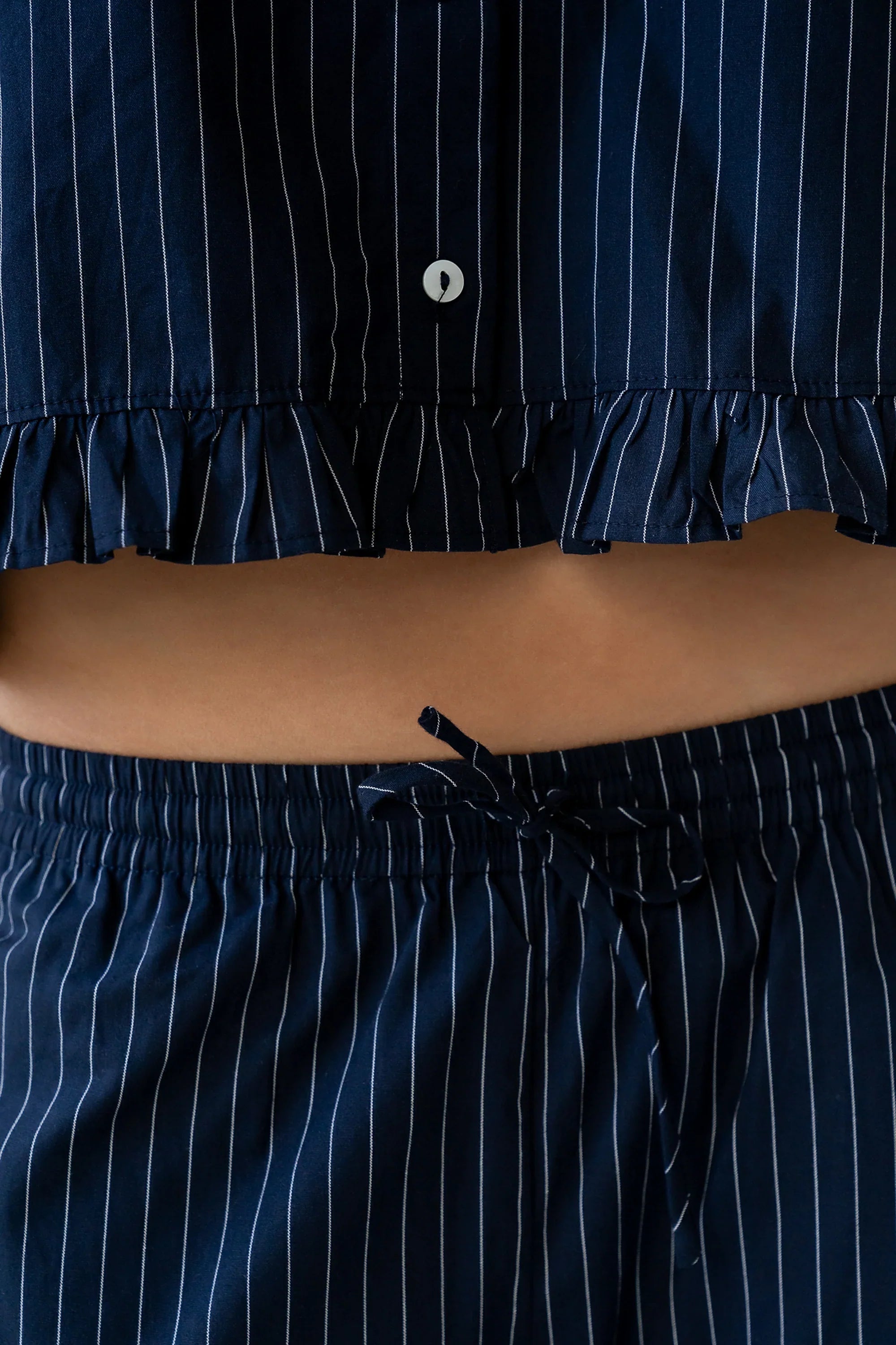 Melody Pinstripe Wide Leg Pants in Navy